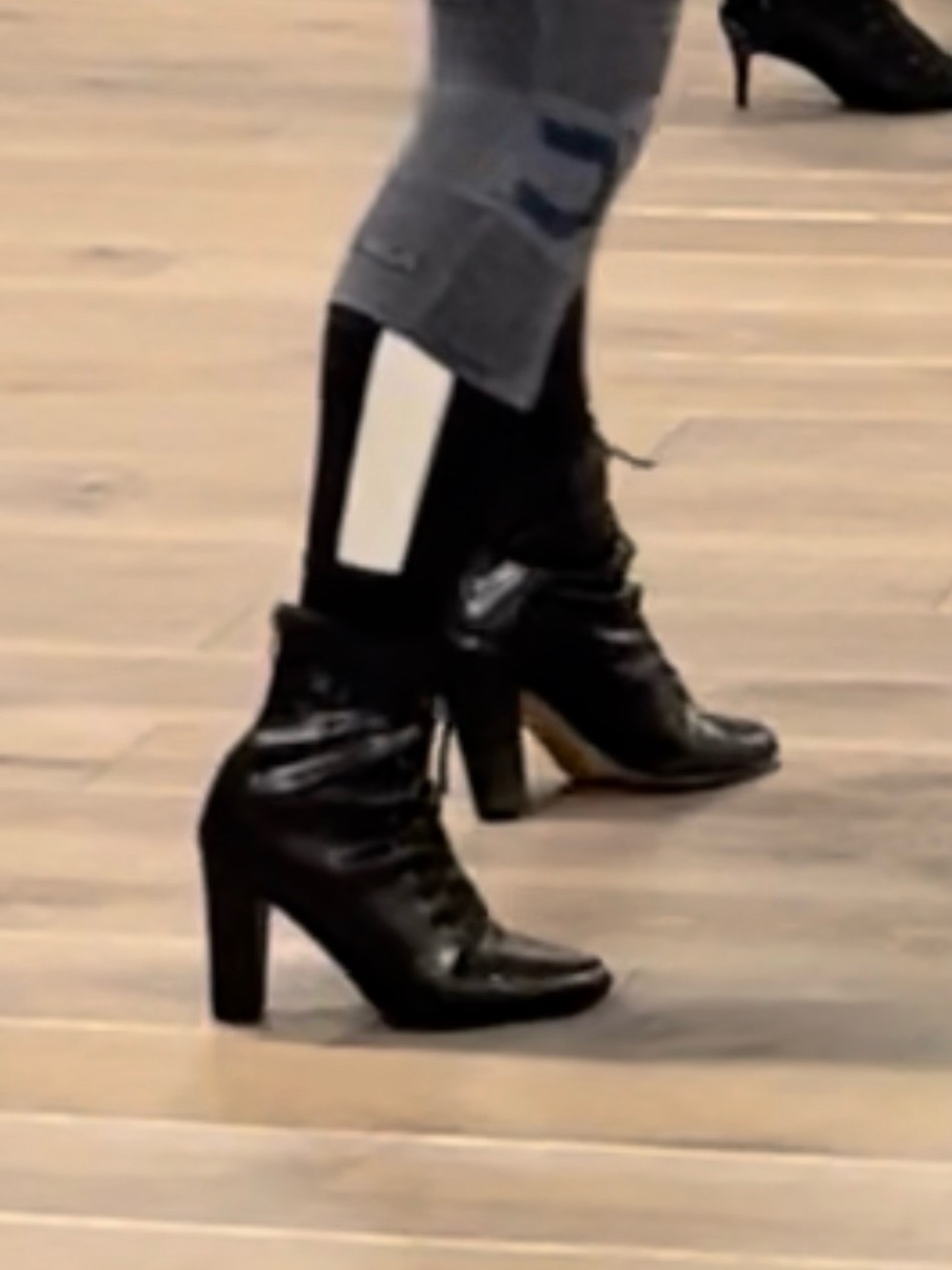 Burju Women's Black Lace-Up High Heel Ankle Boots